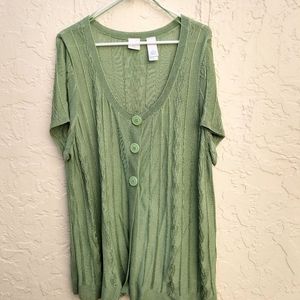 Cardigan Short Sleeve Sweater Pale Forest Green